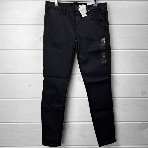 American Eagle Y2K Mid Low Rise Jeggings Black Skinny Jeans 12 Stretchy Slimming - Picture 5 of 12